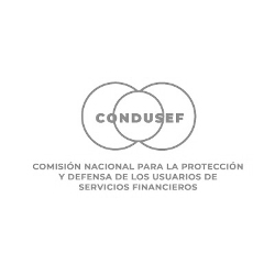 Logo de la Comisión Nacional para la Protección y Defensa de los Usuarios de Servicios Financieros (CONDUSEF) en escala de grises, tres círculos sobrepuestos.